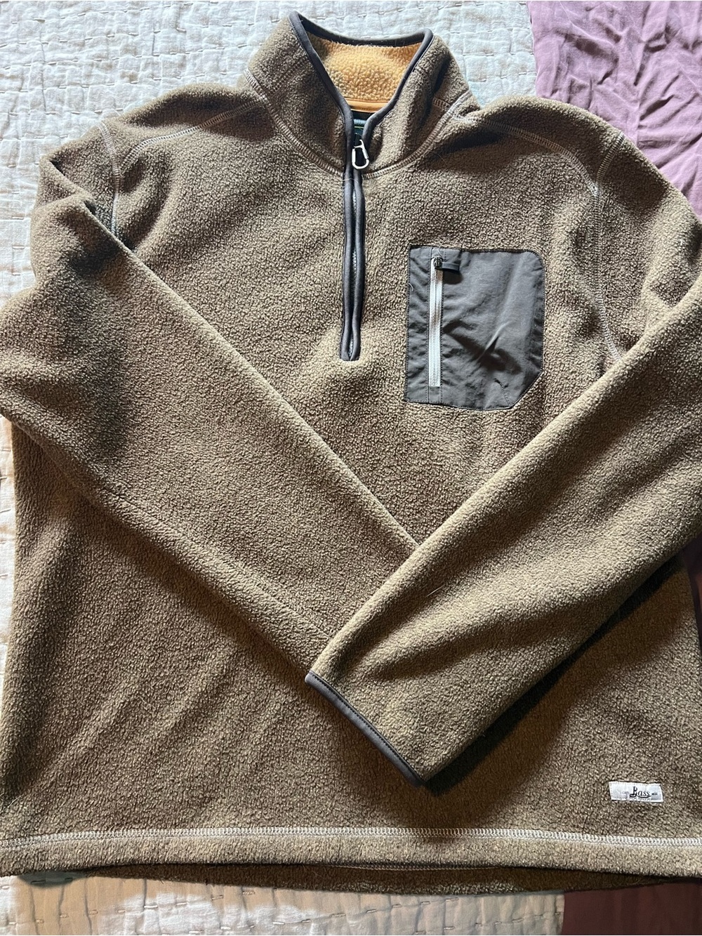 Bass Men's Olive Brown Half-Zip Fleece Pullover